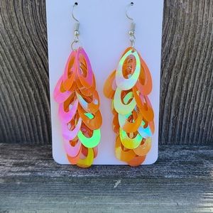 Orange Iridescent Earrings that Dangle